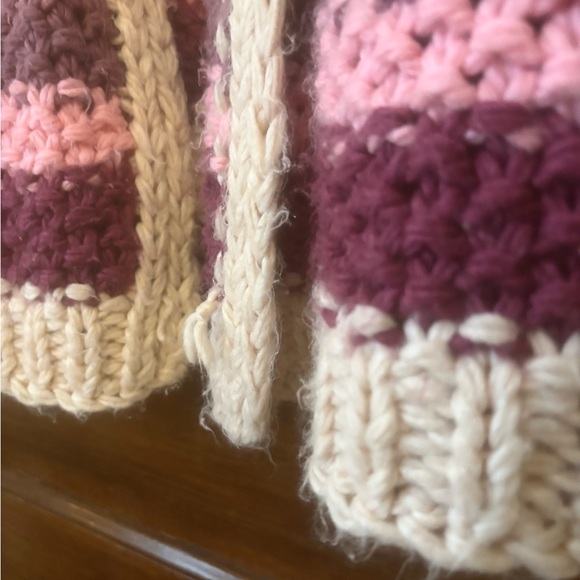 Three Bird Nest Knit Pocket Cardigan Pink Multi Boho Chunky Sweater - Picture 11 of 16